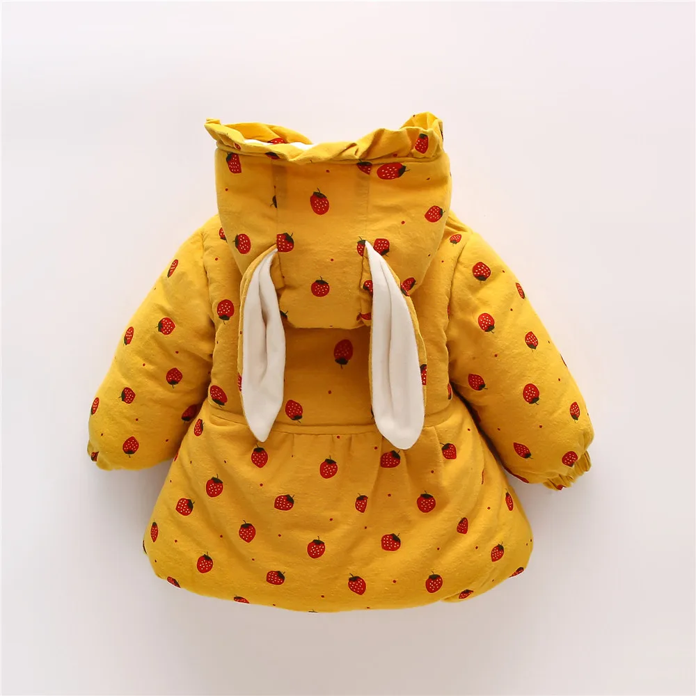 Winter New Red Strawberry Long Sleeved Baby Girl Coat, Warm And Cute Children'S Clothing (9 Months -3 Years Old)