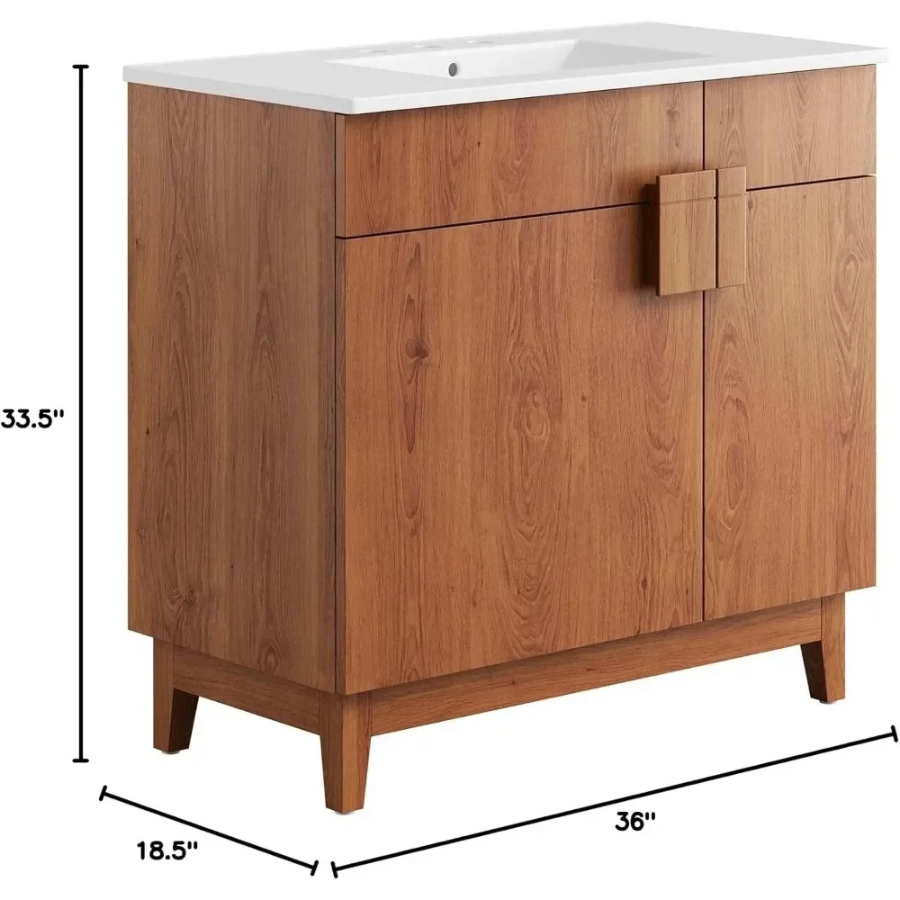 Miles Vanity, White Walnut bathroom sink cabinet 3