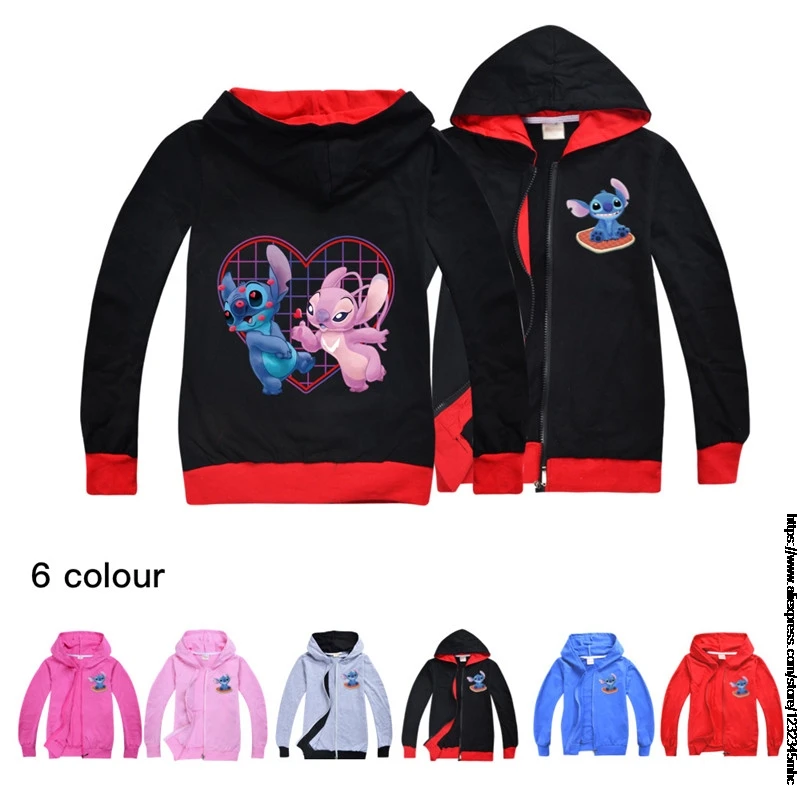 가을 릴로 앤 스티치 어린 소년 옷, 코튼 십대 소녀 의류, 12, 14 세 겨울 키즈 후드 재킷, 유아 후드 