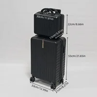 Ensemble de 2, valise à roulettes et combinaison de valises de 20 pouces, matériau rigide anti-chute et résistant à la pression en PP, rangement en couches, fermeture à glissière 6