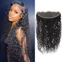 Water Wave Hair 13x4 Transparent Lace Frontal Pre plucked 100% Human Hair Natural Hair Line 4x4 Lace Closure With Baby Hair 1