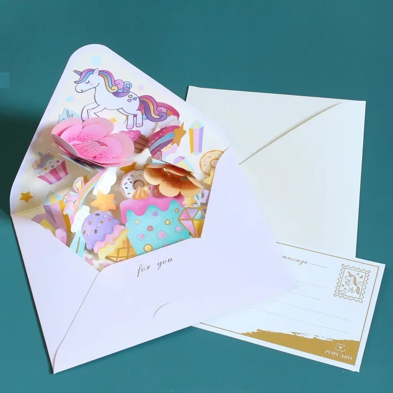 Greeting Cards 3D Greeting Cards Romantic Flower Pop Up Card with Envelope Creative Laser Cut Post Card for Birthday Party Wedding Decoration
