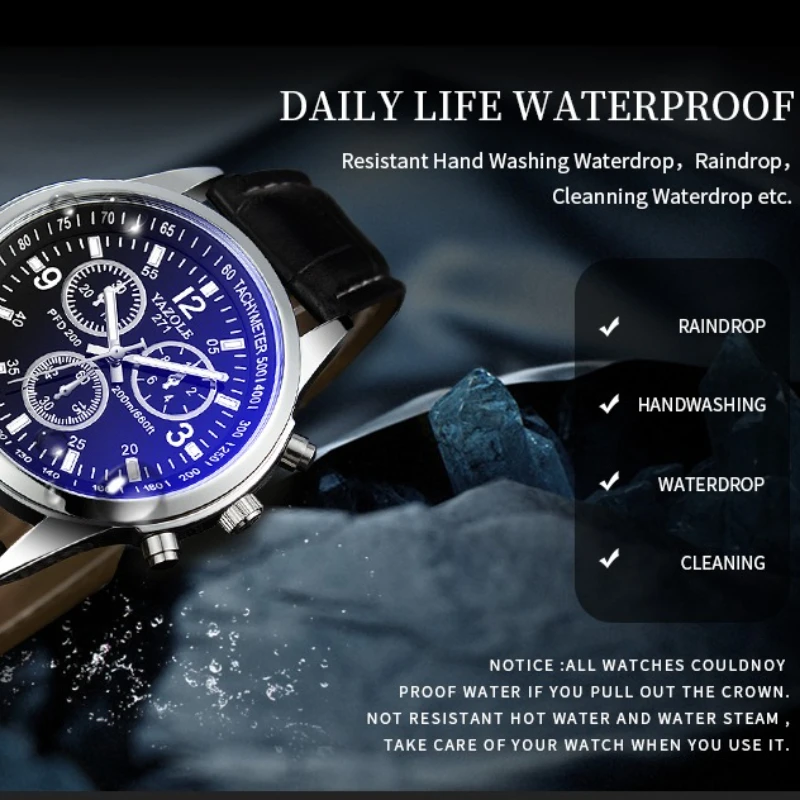 Luxury Men's Luminous Quartz Leather Wristwatch