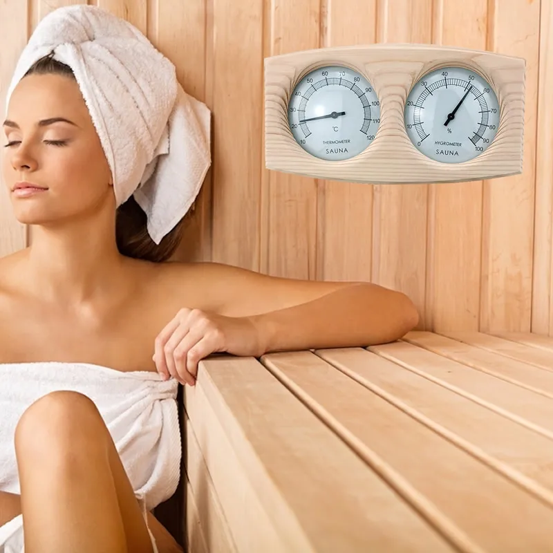 5 Type Original Wood Hemlock Sauna Hygrothermograph Durable Thermometer Hygrometer Humidity Temperature Measure Gauge For Indoor 6