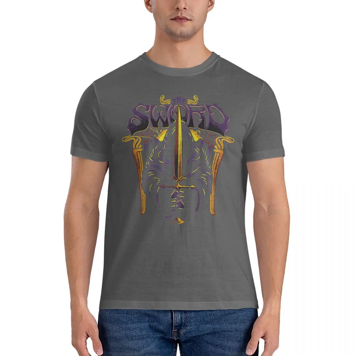 thumbnail image 1 of Camisetas vintage de animales para hombre, camisetas de algodón puro de The Sword Band, camisetas de manga corta con cuello redondo, camisetas de verano, 1 of 7