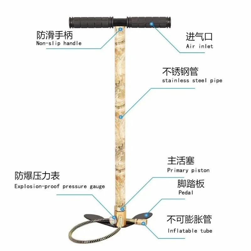 300bar 4500psi 3단계 고압 핸드 펌프 PCP 펌프 자전거 타이어 공기 주입용 에어 펌프