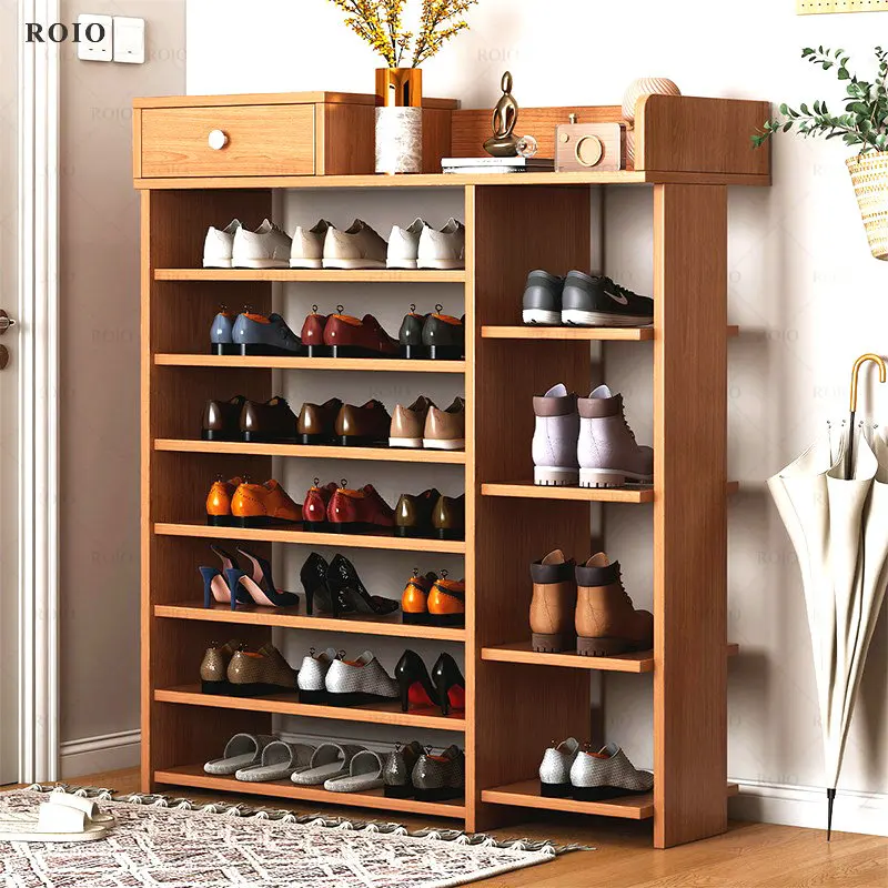 Double-row Wooden Shoe Rack Save Space Boots Shoes Storage Organizer  Large-capacity Home Furniture Shoe Cabinet With Drawer - Shoe Cabinets -  AliExpress