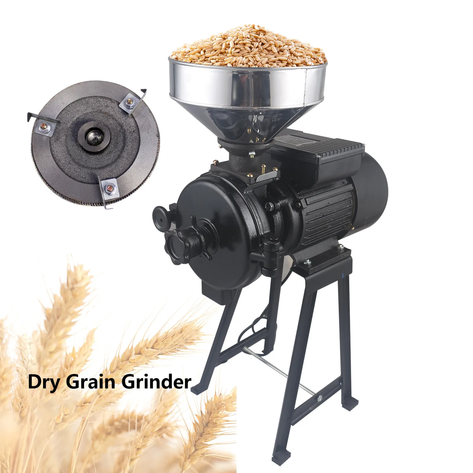2200W Heavy Duty Electric Grain Mill Grinder Feed Pulverizer Machine W/Funnel for Crops Commercial & Home
