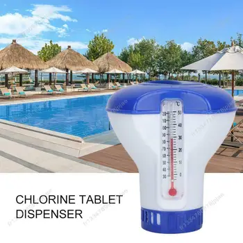 Dispenser automatico galleggiante per compresse di cloro chimico con termometro Disinfezione per piscine xqmg Strumenti per la pulizia all'aperto 1