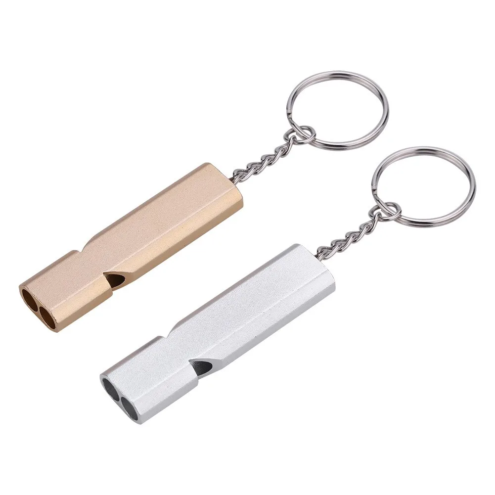120db Outdoor Survival SOS Whistle Aluminum Camping Hiking Keychain Portable Dual-tube Survival Whistle Camping Parts