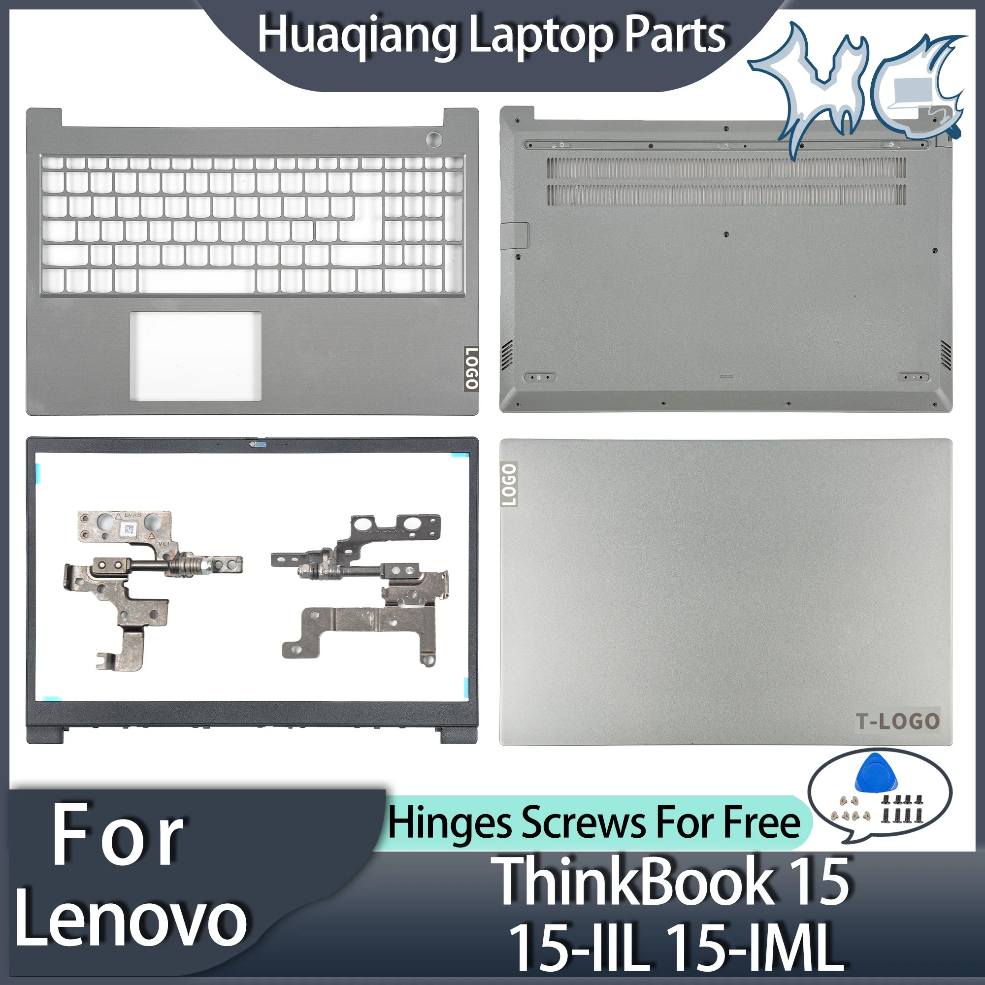 

Laptop Covers For Lenovo ThinkBook 15 15-IIL 15-IML LCD Back Cover Front Bezel Upper Case Bottom Parts Screws Replace Gray 2020