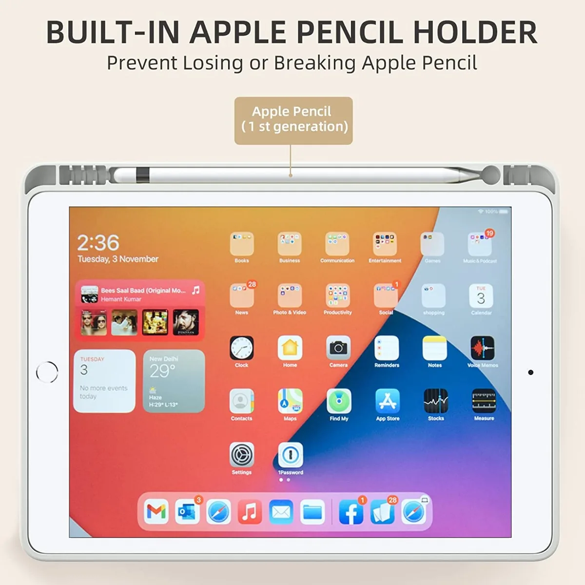Magnetic Tablet Case with Pencil Holder