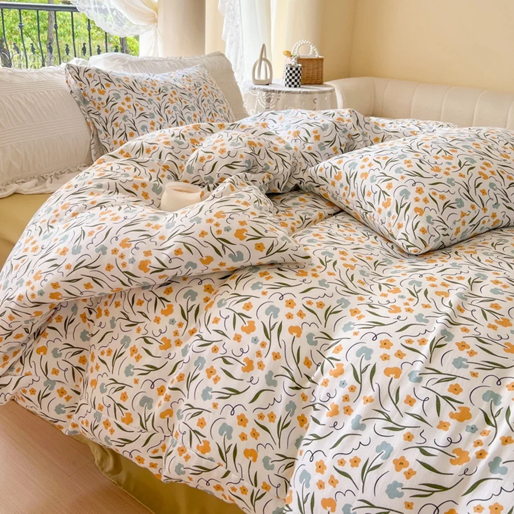 

Skin-friendly Bedclothes for Home housse de couette Bed Linen Set Queen Size Flower Printed Comforter Covers with Pillowcase