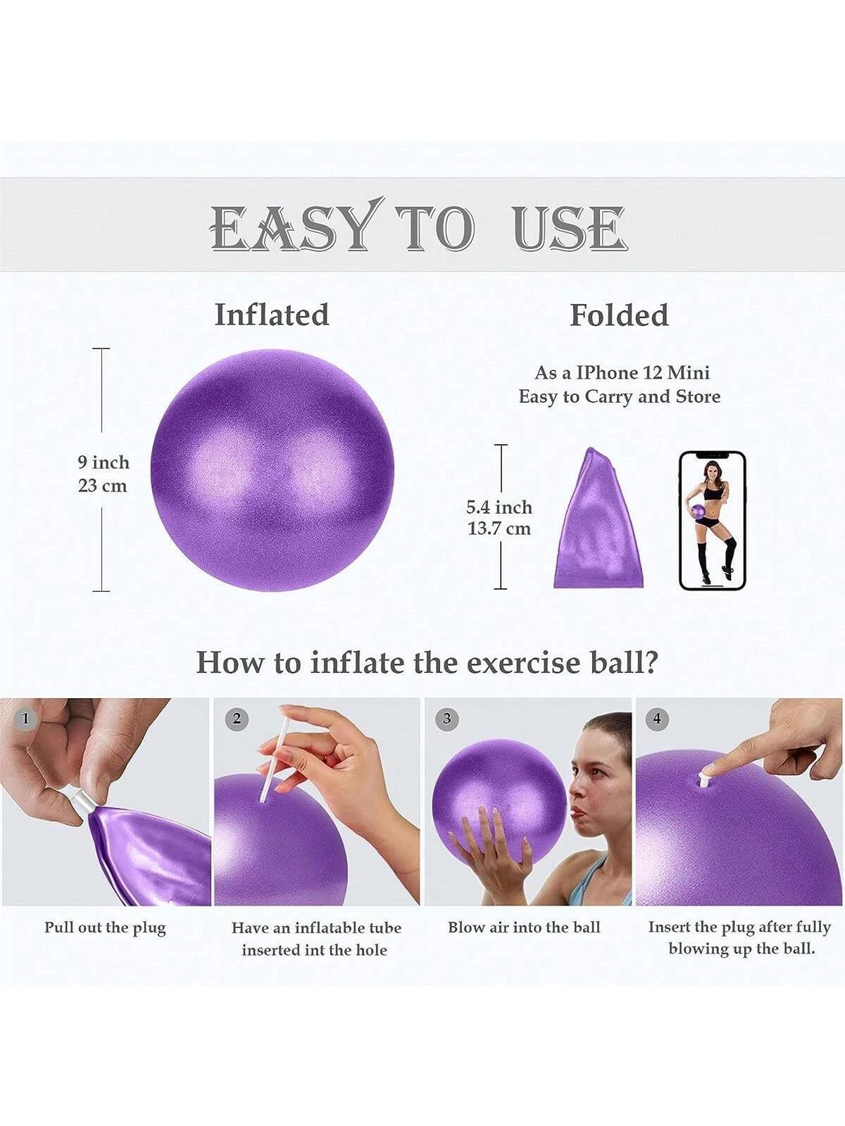 Small Pilates Ball Mini Workout Ball Core 9 Inch Small Exercise Mini Bender Pilates Yoga Workout