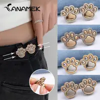 2Pcs Cat Paw Shaped Adjustable Jean Button Waist Buckle Snap Pants Buckle Extender Replacement Jeans Button Attacher Pins 1