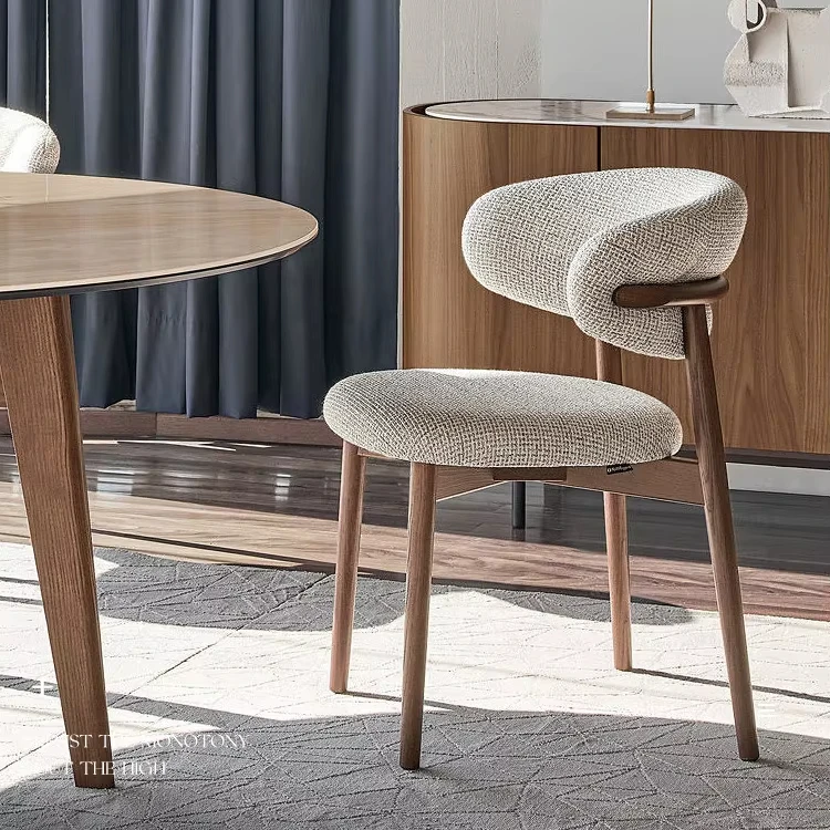 Solid Ash Wood Dining Chair Modern Nordic Minimalist Coffee Shop Casual Dining Furniture Black Walnut Backrest Chair