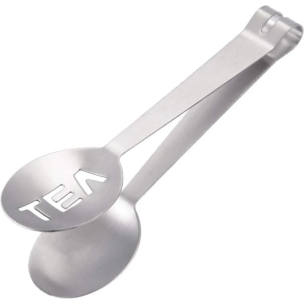 Teabag Tong Strainer Holder Spoon Shaped Tea Bag Squeezer/Holder Gadget, Round Stainless Steel Kitchen Bar
