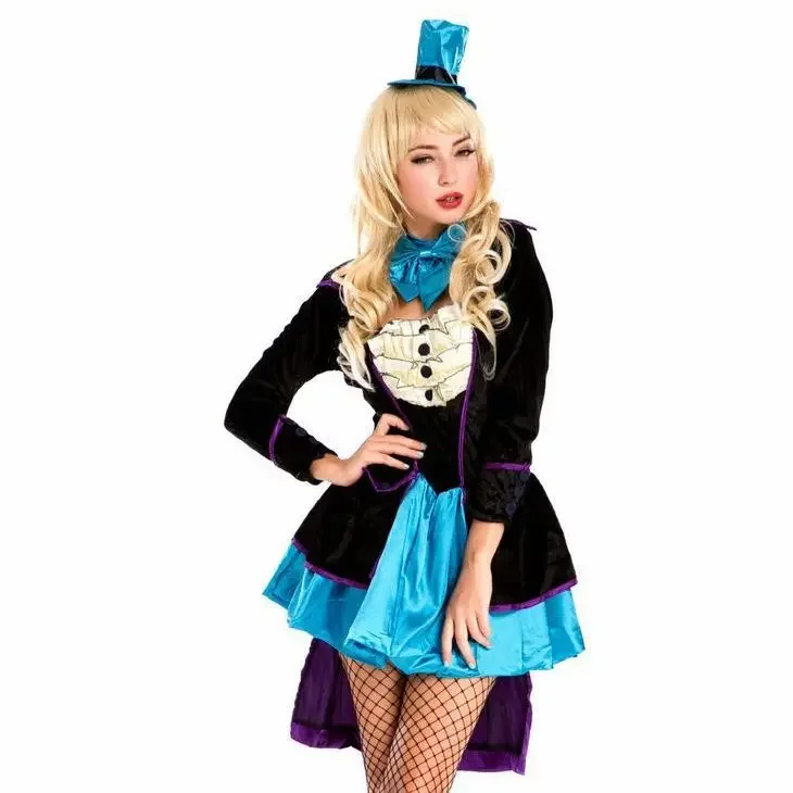 

Deluxe Movie Alice Mad Hatter Fantasia Fancy Dress Adult Women Halloween Party Cosplay Costume