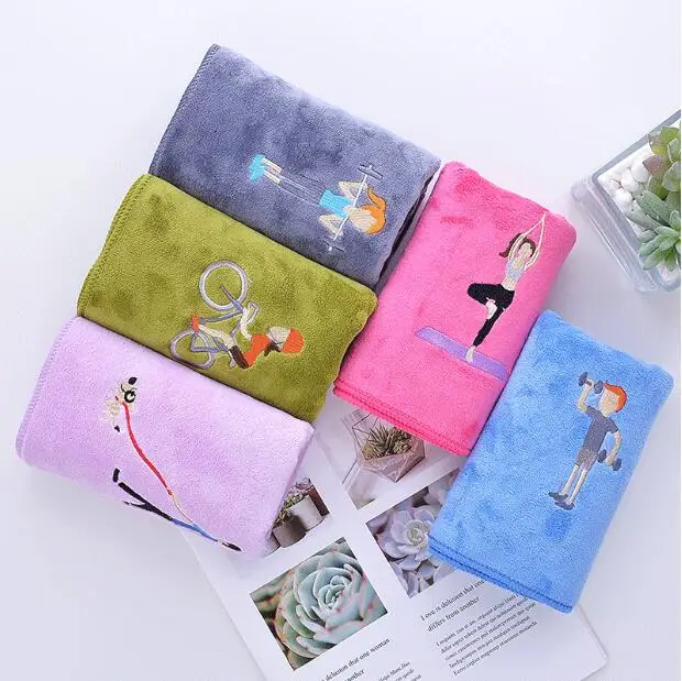 30x100cm Microfiber Embroidery towel Gym Yoga Exercise Swimming Fitness Towel Fast Drying Towel Beach Running Sports microfiber towel sports towel