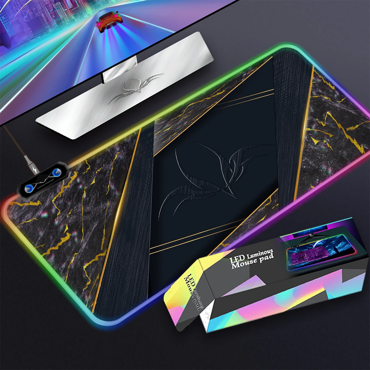 

RGB Mouse Pad Anime Gaming Mousepad Gamer Large Desk Mat Computer Led Carpet Surface For The Mause Ped XXl Deskpad With Backlit