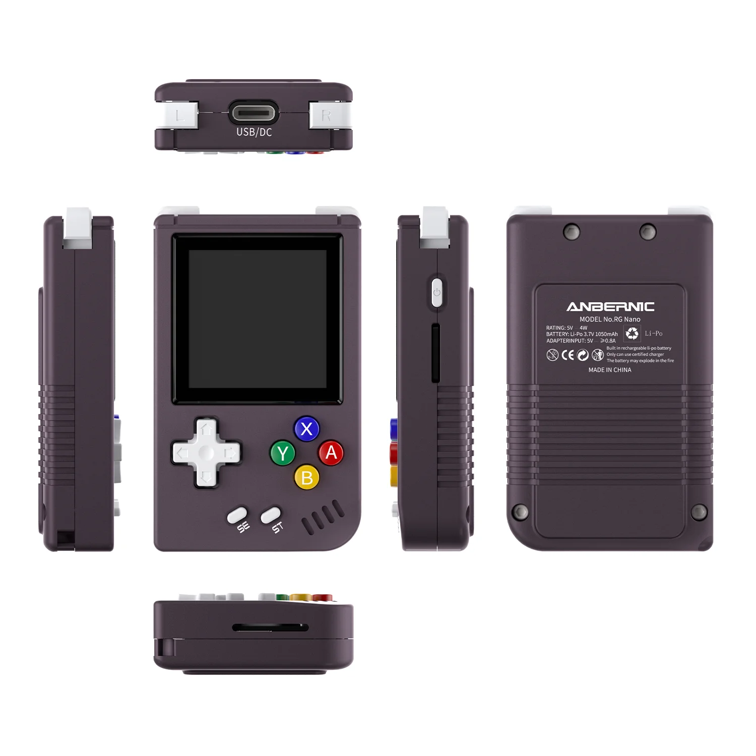 Consola de juegos portátil retro RG Nano RGNano Mini portátil de aleación de aluminio con pantalla IPS de 1,54", 64 GB, 5400 juegos, altavoz de alta fidelidad