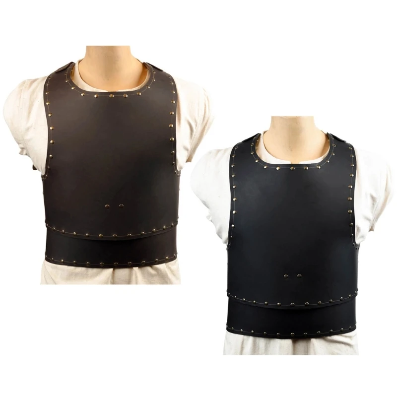 

Men Medieval Chest Shield Medieval Leather Studded Shoulder Armors Chest Halloween Medieval Cosplay Costume R7RF