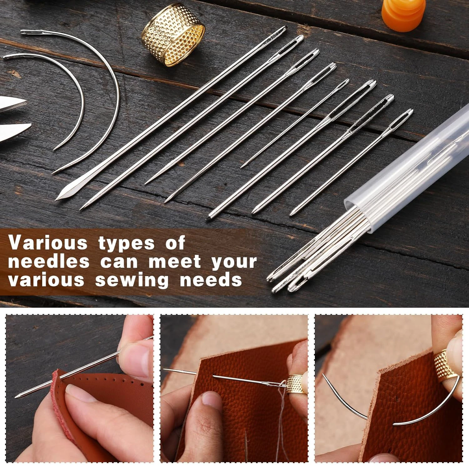 Leather Sewing Kit with Needles Sewing Awl Waxed Thread Tools for hand DIY Craft