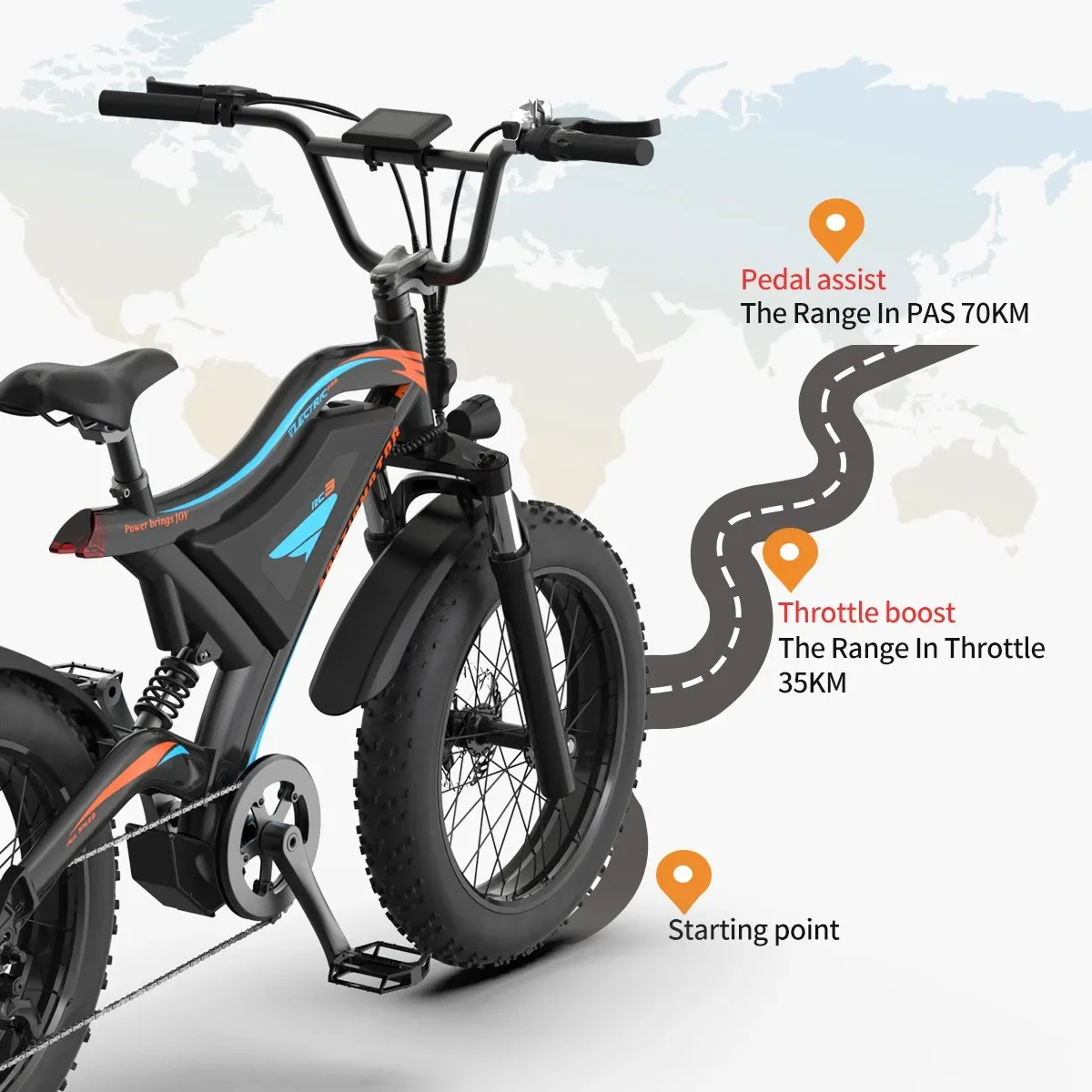AOSTIRMOTOR Mini Electric Mountain Bike S18-Mini city Ebike 500W Motor 48V 15Ah 20Inch 4.0 Fat Tire Bicycle Beach Cycling