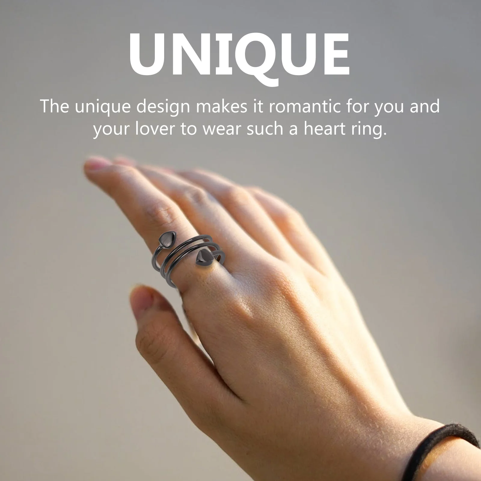 2 Pcs Finger Copper Rings for Men Couple Decor Women Heart Men's Jewelry