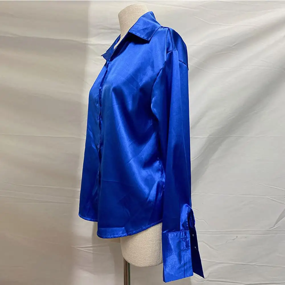 

Women Shirt Thin Office Shirt Anti-fade All-matched Popular Elegant Satin Long Sleeve Shirt Blouse
