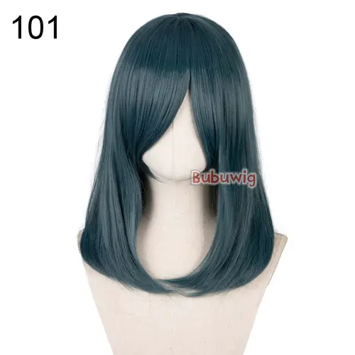 Bubuwig Synthetic Hair Over 100 Colors Fashion Classic 40cm Long Straight Anime Cosplay Wigs Pure Color Black Wig Heat Resistant - Image 11