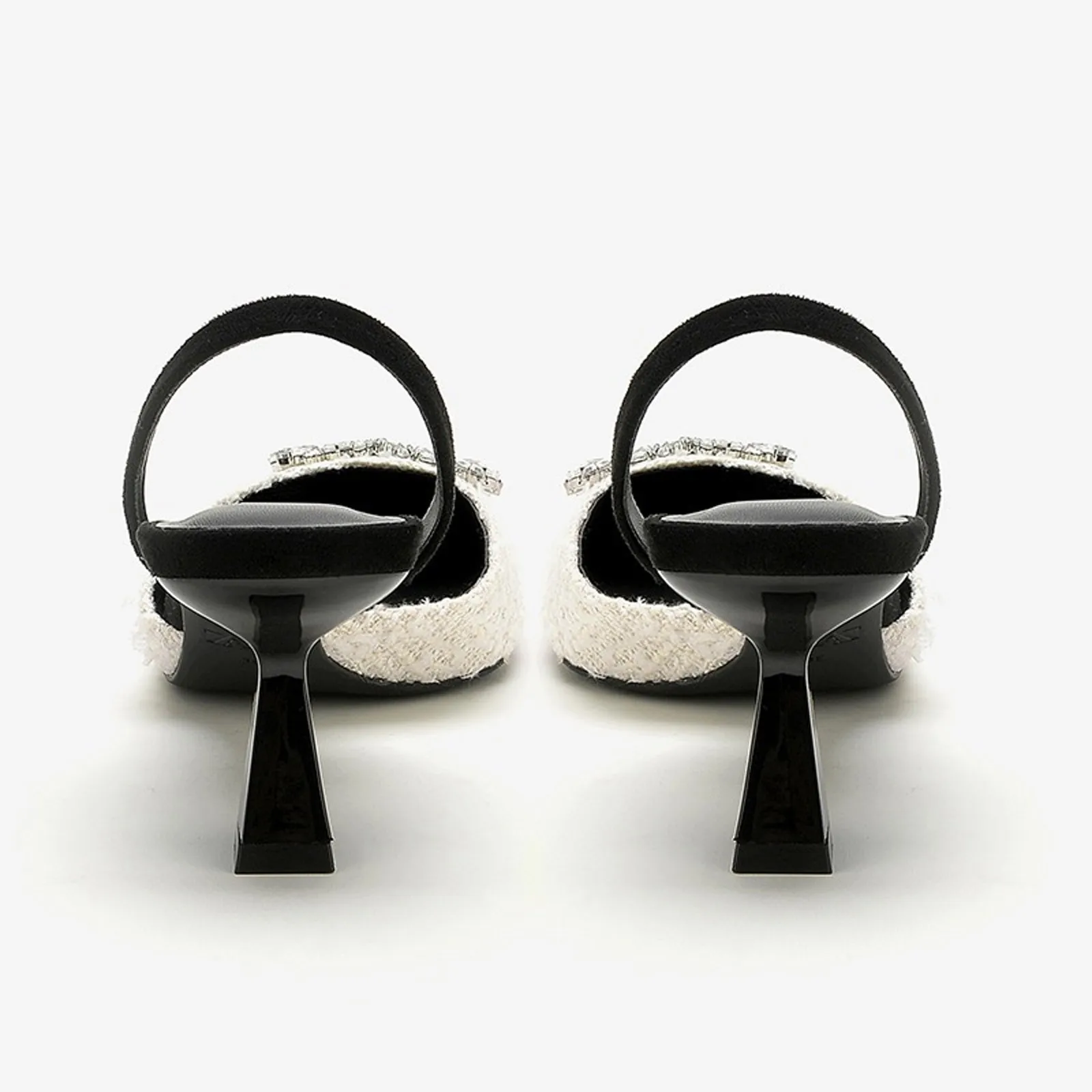 Women's High Heels, Diamond Square Buckle Sandals, Pointed Toe 6