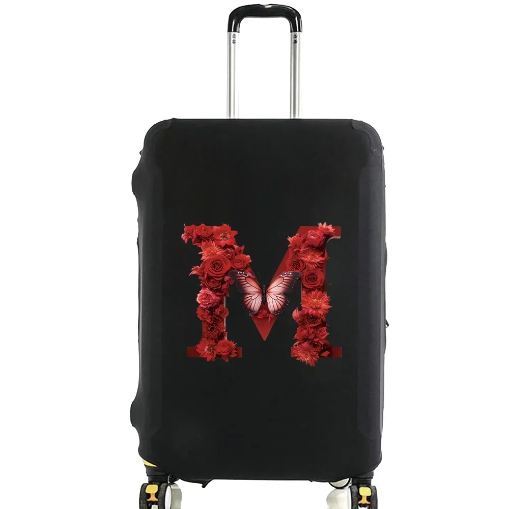 Stretch Fabric Luggage Protective Cover Dust Cover Anti-Scratch Suitcase Covers Suit for 18-32 Inch Red Rose Letter Pattern luggage cover