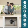 Food Waste Disposal Continuous Feed, Kitchen Garbage Disposal with Dishwasher Connection & Plug, Power Cord Included, Matte Blac 3