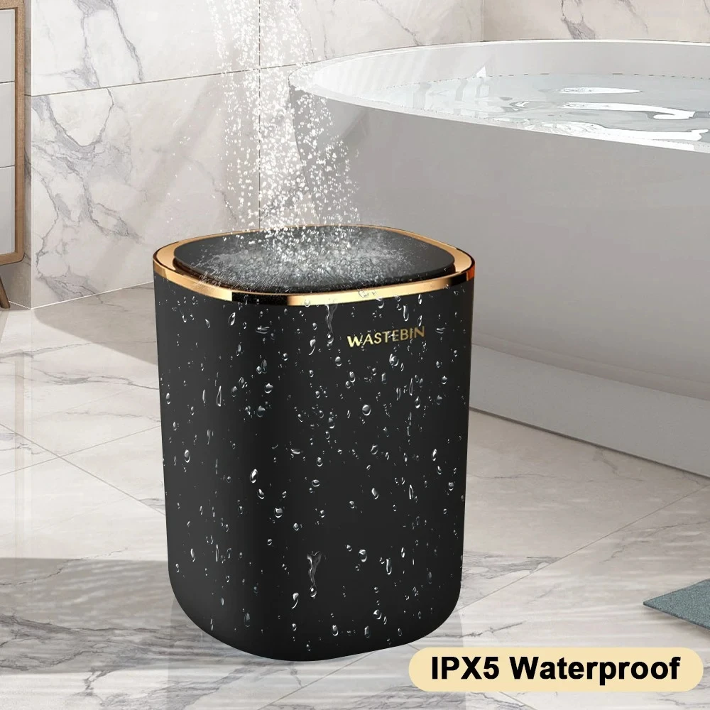 

12L Smart Sensor Black Trash Can Induction Trash Bin Bathroom Luxury Garbage Can Bucket For Kitchen Toilet Smart Wastebasket