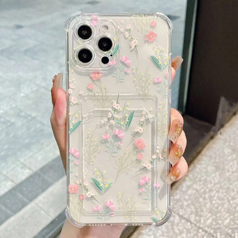ZCDAYE Custodia Per IPhone 16 Pro Max Con Effetto Sfumato E Porta Carte - Cover TPU Morbida Con Cordino Da Polso - Colore Rosa