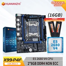 HUANANZHI X99 P4F LGA 2011-3 XEON X99 Motherboard with Intel E5 2680 V4 with 2*8G DDR4 NON ECC Memory Combo Kit Set NVME