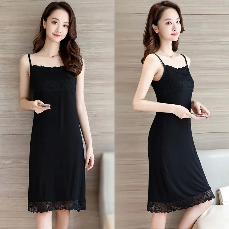 Sexy Slip Bottom Dress MIDI Style Sundress Cultivate One's Moral Integrity Lace Can Be Worn Outside Frock Girl Summertime