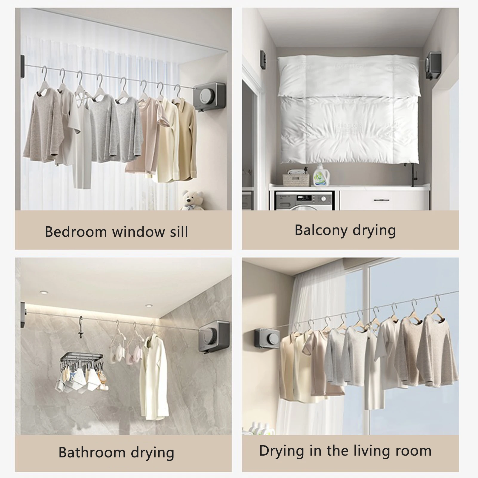 Invisible Clothesline Retractable Drying Rack Stainless Steel Pull-out Drying Machine Indoor Balcony Household Drying Rack 4