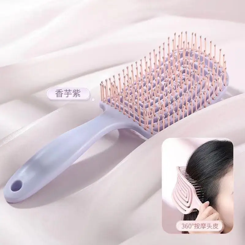 볼륨업 헤어 마사지 빗, 속이 빈 엉킴 방지 브러쉬, 자연모 및 가발용 스타일링 도구