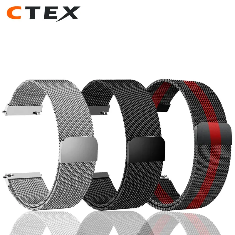 Bracelet Montre Maille Milanaise Acier Inoxydable BERNY - 22mm - Argent - Libération Rapide