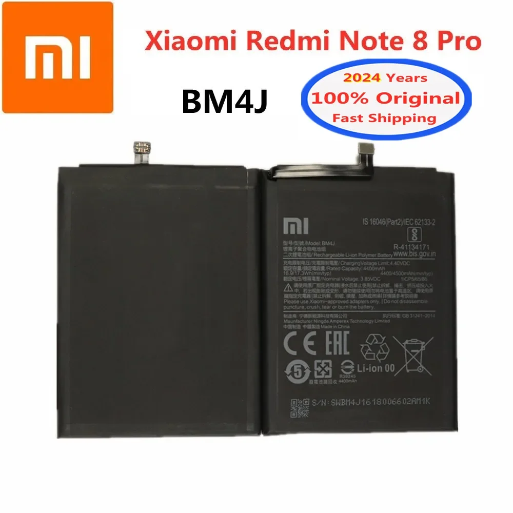 

2024 год, 4500 мАч, 100% оригинальный аккумулятор BM4J для Xiaomi Redmi Note 8 Pro, 8Pro, Note8 Pro, быстрая доставка