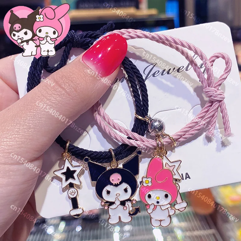 

Sanrio Kuromi Melody Couple Bracelet Anime Cartoon Bestie Magnetic Bracelets Rubber Band Accessories 1 Pair for Girlfriend Gift