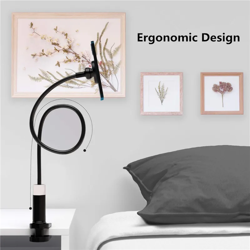 Magnetic Gooseneck Phone Holder Mount for MagSafe iPhone 14/13/12 Pro Max Tabletop Clamp 360 Rotation Adjustable for Office Home