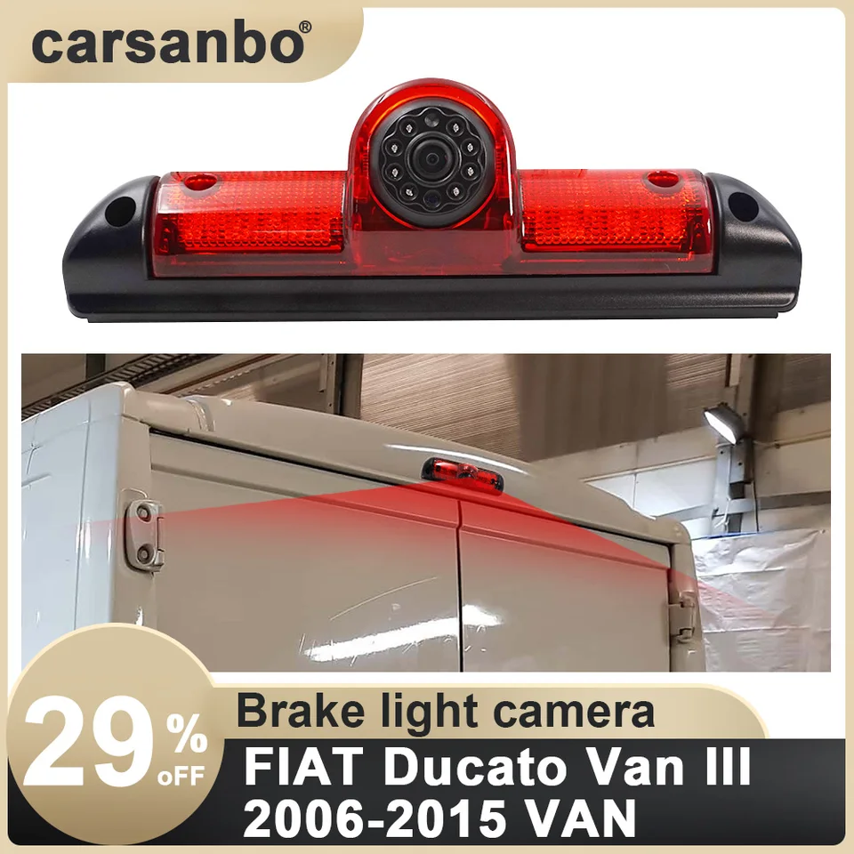Cámara De Marcha Atrás Para Fiat Ducato Furgoneta (2006-2015) - Integrada En Luz De Freno Trasera, Visión Nocturna, Fácil Instalación