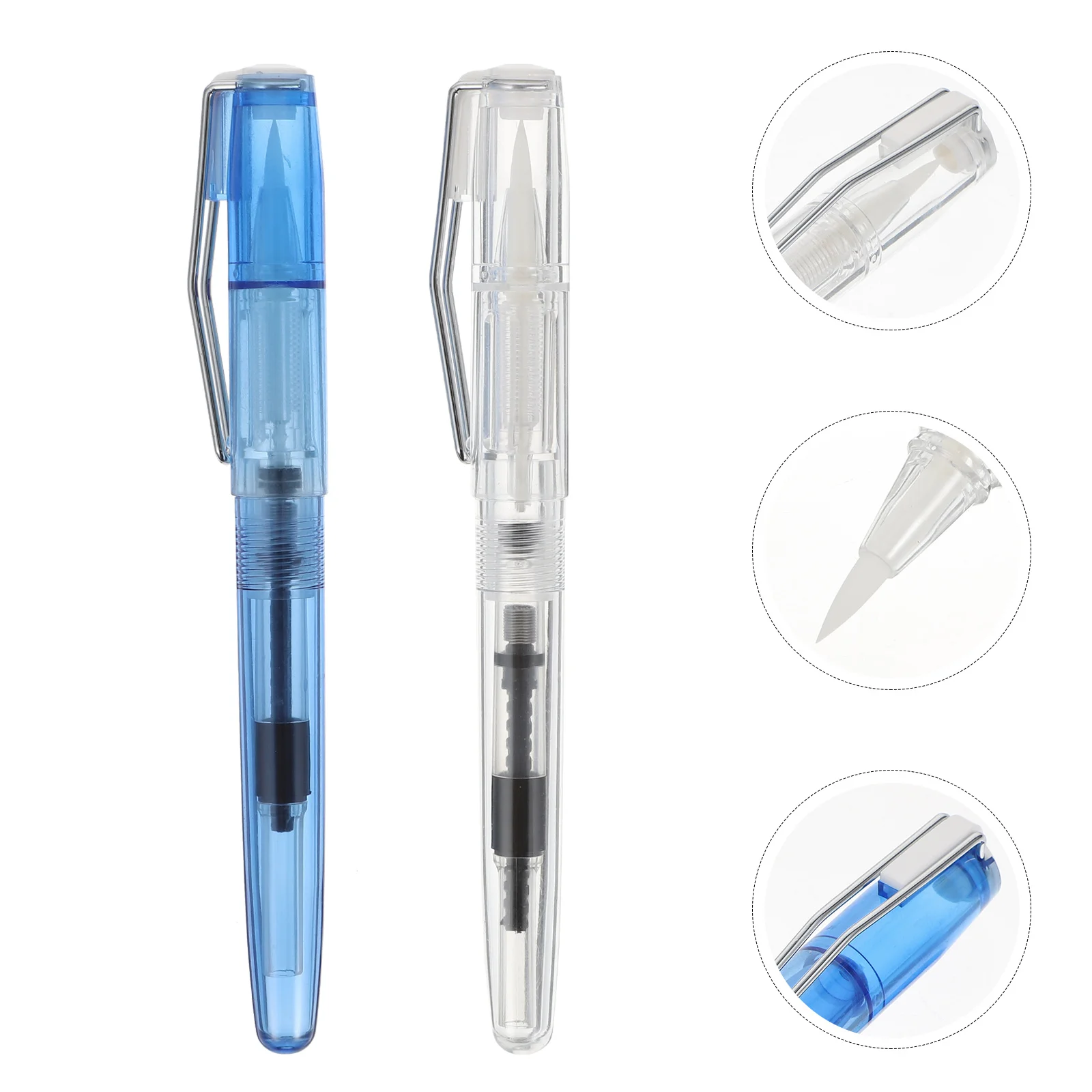 

2 Pcs Refillable Fountain Pen Brush Student Colored Ink Pens Signature Painting Plastic Calligraphy supplies