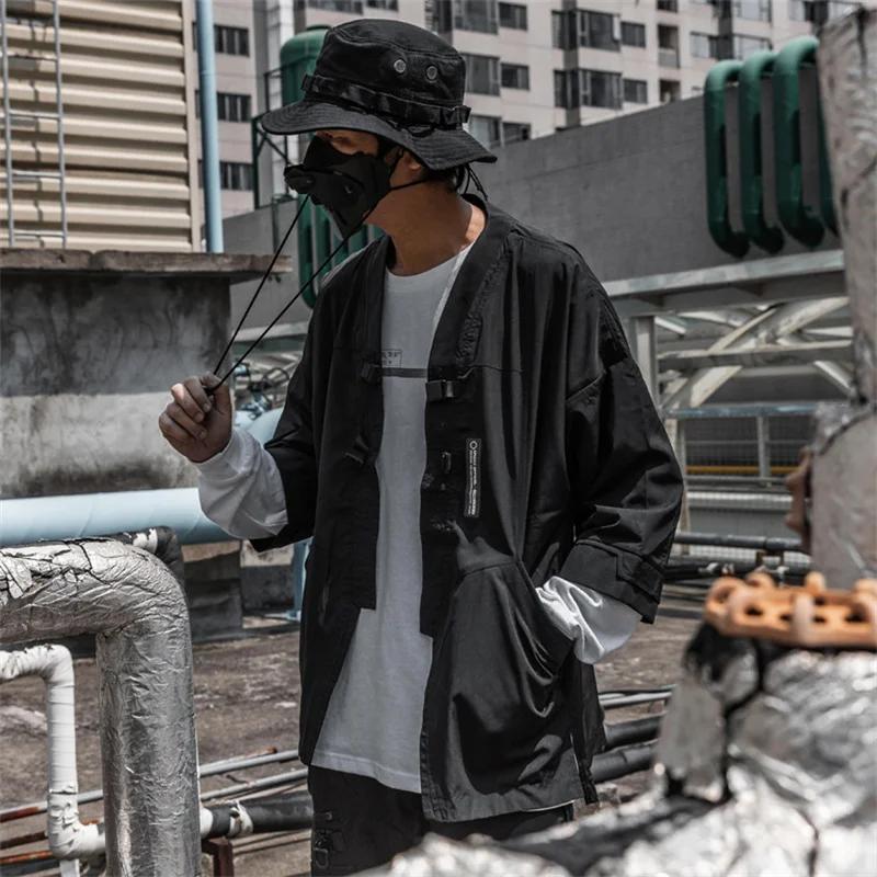 Veste Harajuku Punk Hip Hop Techwear pour Homme, Kimono de Style