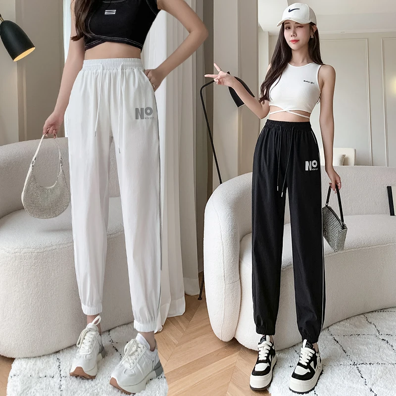 

Fashion Ice Silk Quick Drying Sportswear Trousers Joggers Women Pants Ladies Summer Casual Sweat Clothes Dropshipping BPAY302