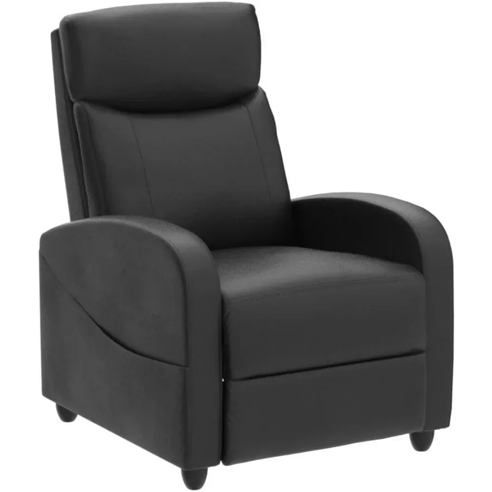 Recliner Chair for Adults, Massage PU Leather Small Recliner Home Theater Seating w/ Lumbar Support, Adjustable Reclining Chair