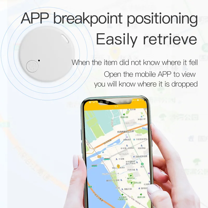 Compact Bluetooth 5.0 Smart GPS Tracker with Bidirectional Positioning & Anti-Lost Alarm